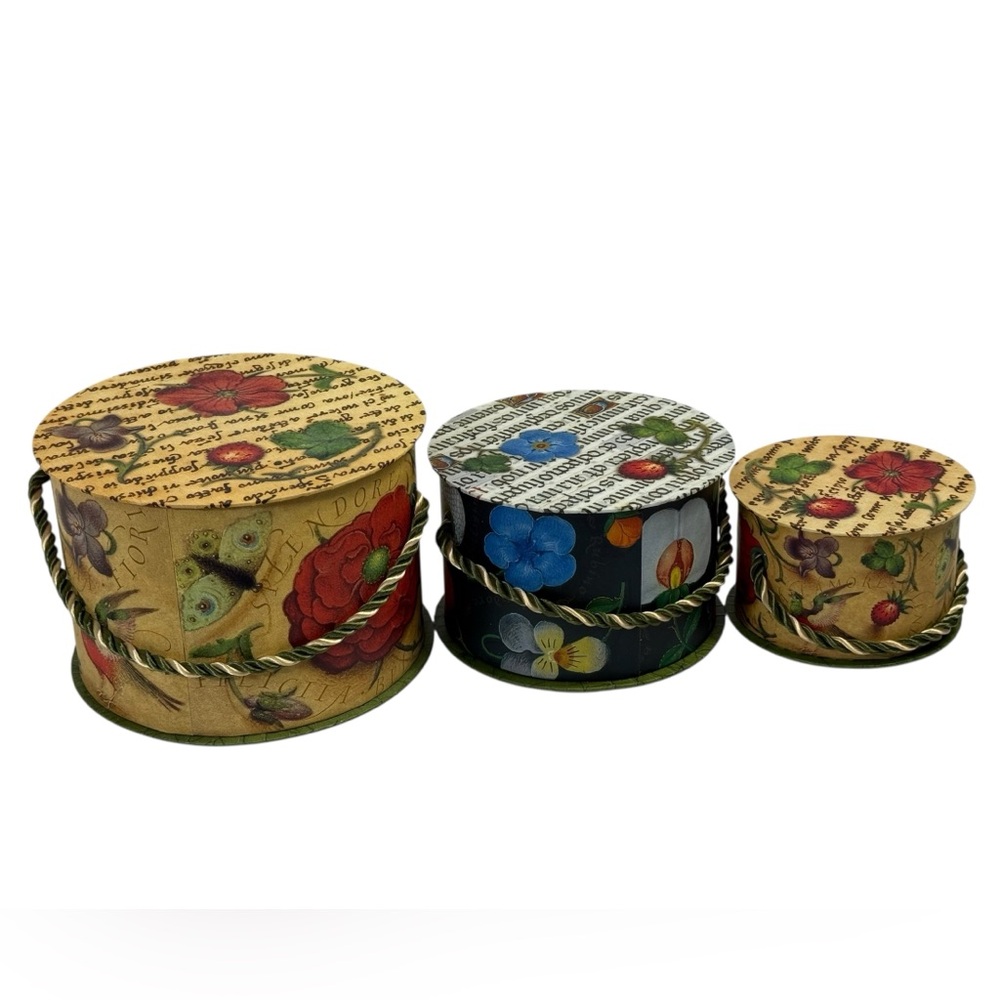 Nesting Boxes Set 3 Boxes Floral Birds Butterfly Design Decorative Gift Boxes - Picture 2 of 5